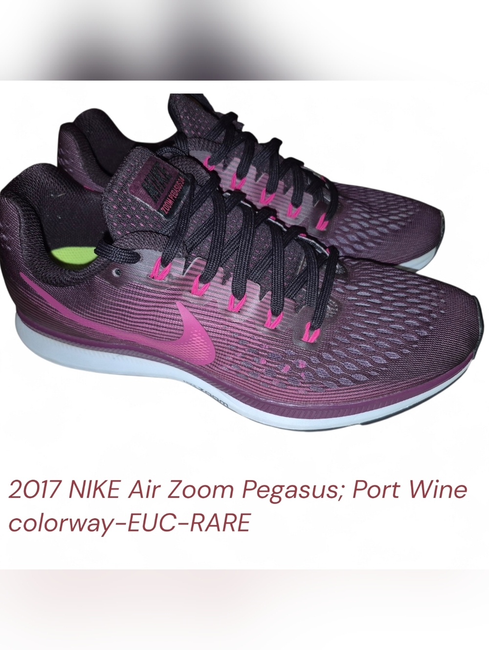 Nike Air Zoom 2017 Pegasus 34 Women’s Running Shoes -Port Wine/Deadly Pink EUC❣️